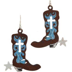 CUT OUT CROSS BOOT DROP EARRING